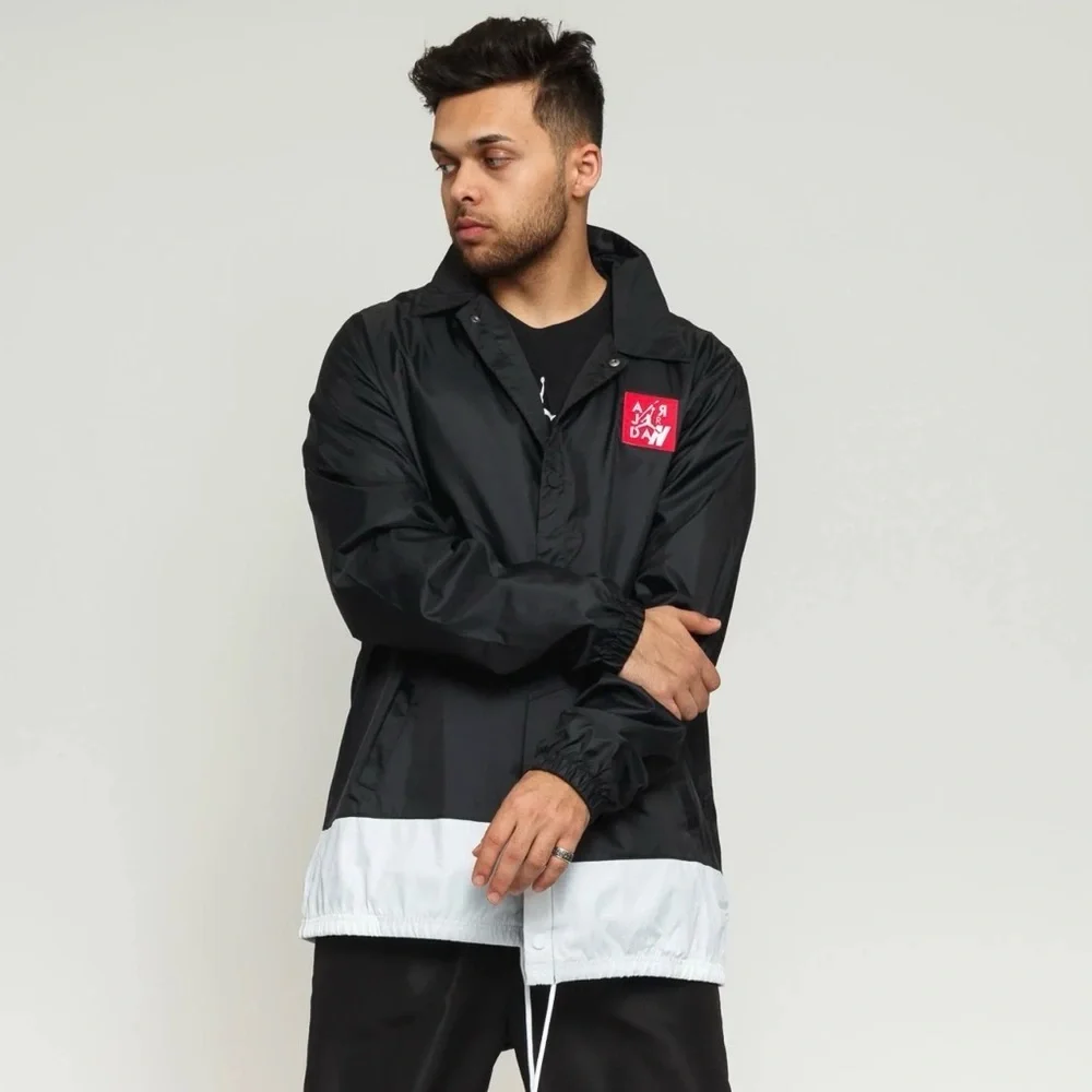 AIR JORDAN LEGACY AJ 4 COACHES JACKET - BLACK/WHITE/WHITE  Size XXL / 2XL